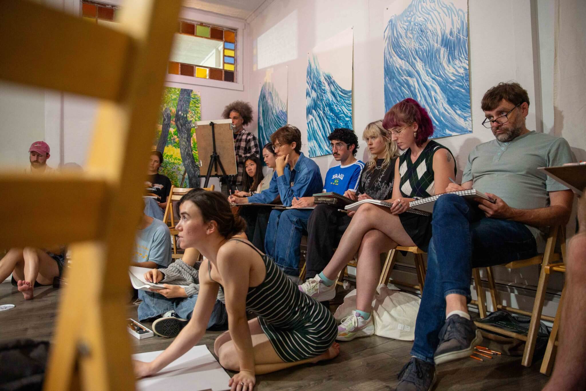 Participants during a life drawing session.